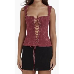 HOUSE OF CB 'Parisa' Merlot Floral Romantic Medieval Corset/Size XS